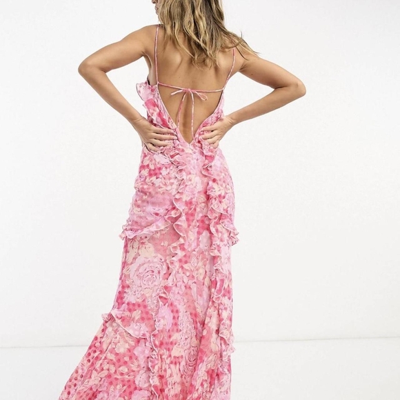 ASOS Design Pink Ruffle Dress - Picture 2 of 6